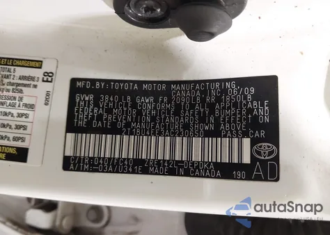 2010 Toyota Corolla Le from USA, damaged, VIN 2T1BU4EE3AC230650